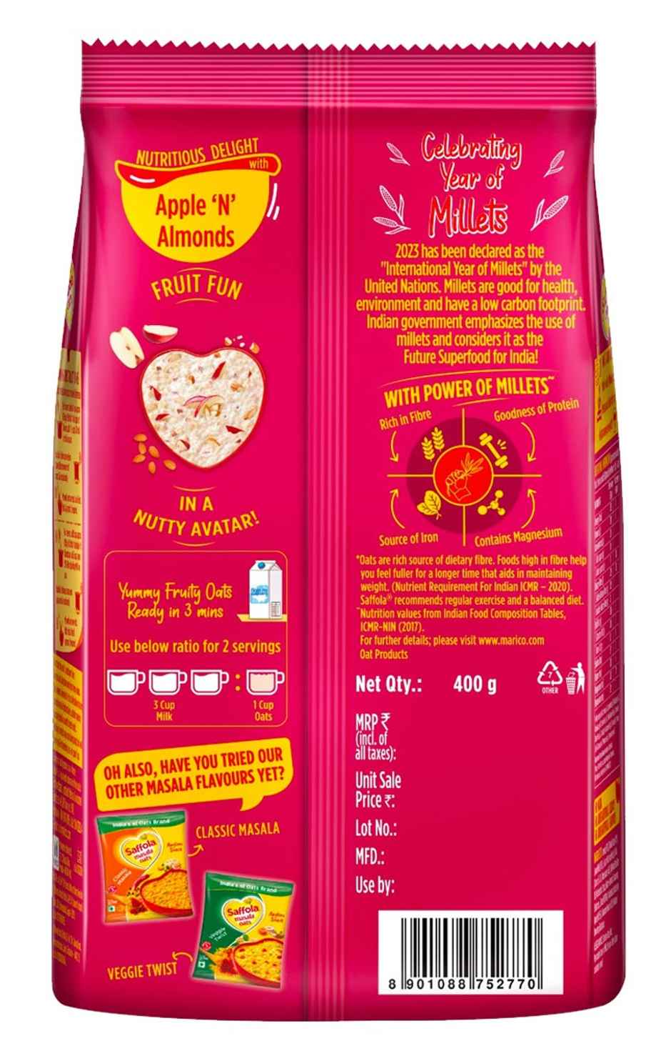 Saffola Oats with Apple 'n' Almonds, Healthy & Tasty, Anytime Snack