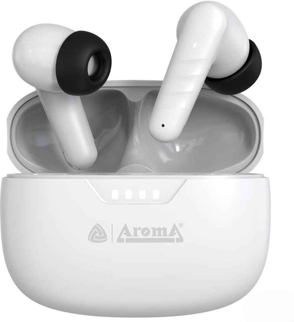 Aroma NB138 Ascrow - 70 Hours Playback | TWS | ANC with 32dB Noise Cancellation | White