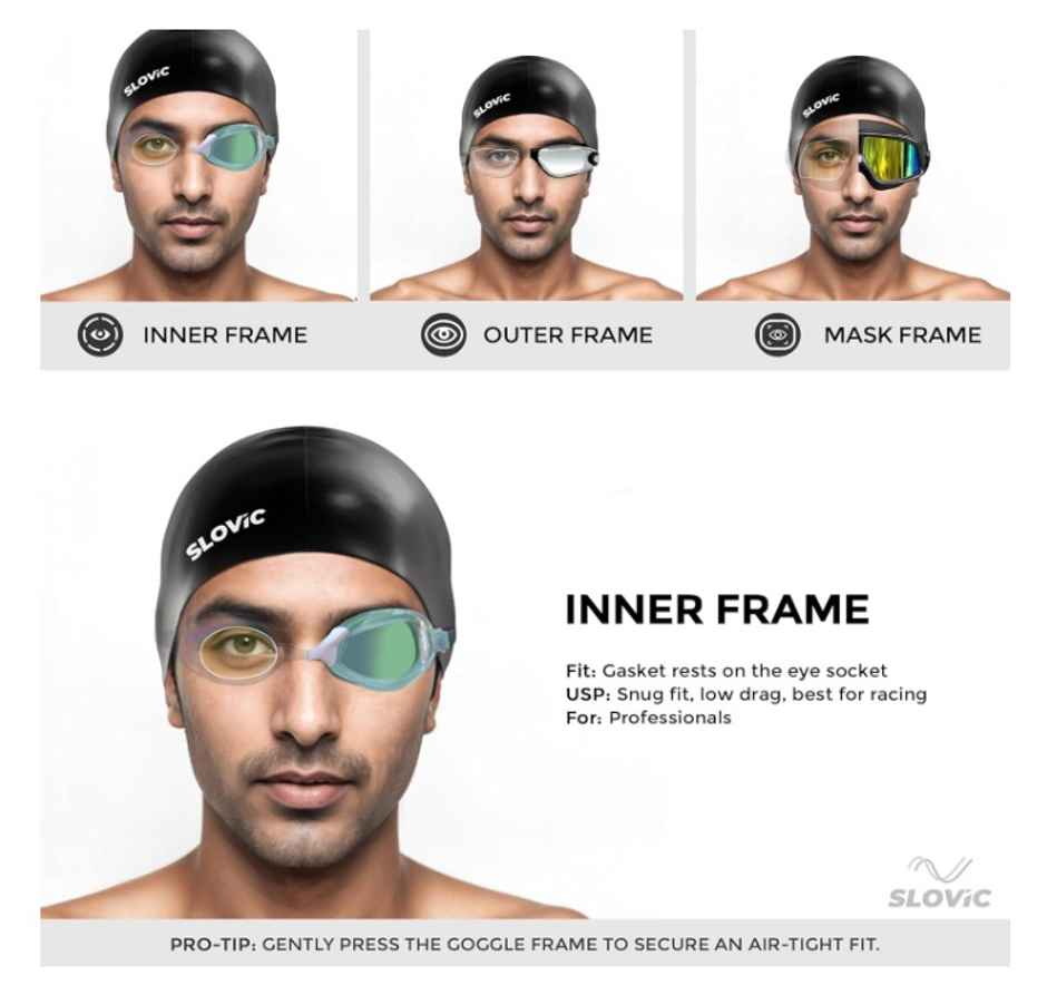 Slovic Adult Swimming Goggles - Basic Maca Green, Anti-Fog with Adjustable Strap