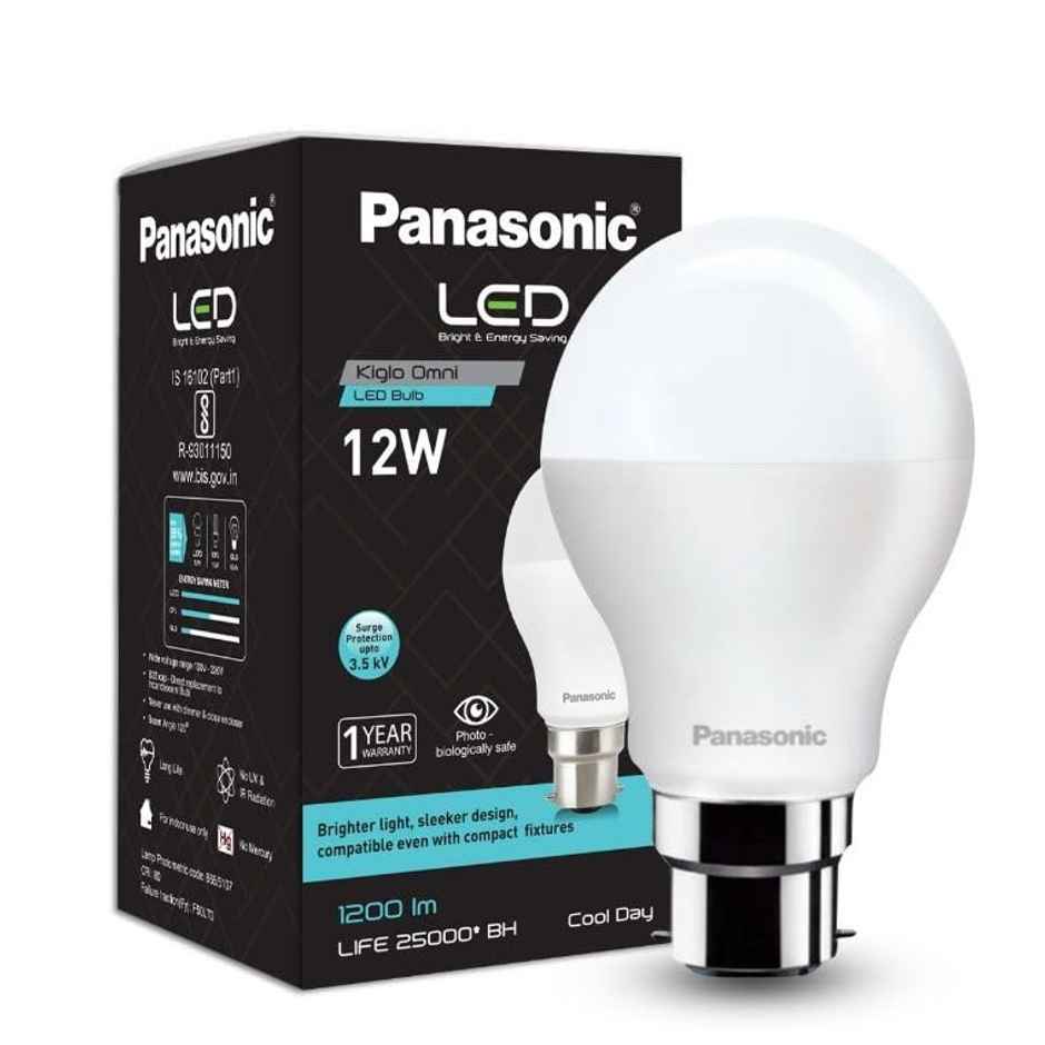 Panasonic 12W Led Bulb, Cool Daylight 6500K | B22 Base Holder