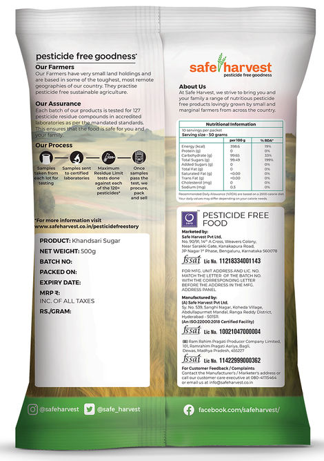 Safe Harvest Pesticide-Free Khandsari Sugar | Artisanal | No Artificial Flavors