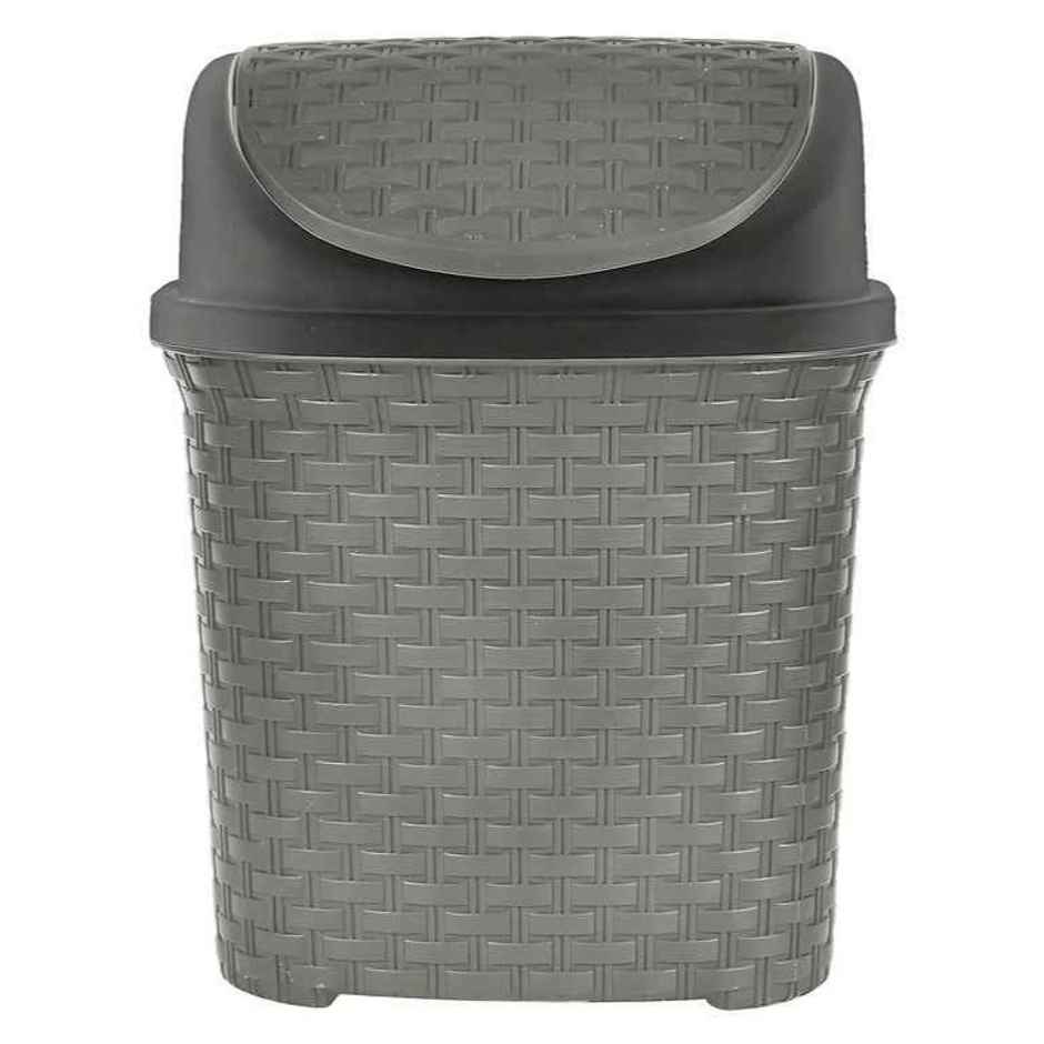 Kuber Industries Plastic Dustbin with Swing Lid | 7 Litre | Home | Kitchen | Office | Grey