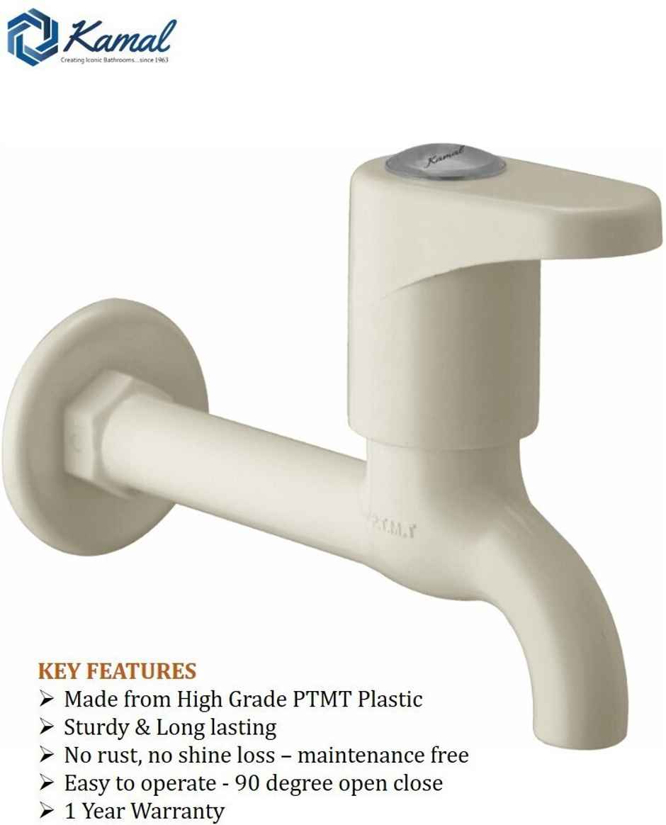 Kamal Long Body Bib Tap Verona - Set Of 4 | Ptmt Plastic Faucet Cold Water Only Bib Tap Faucet