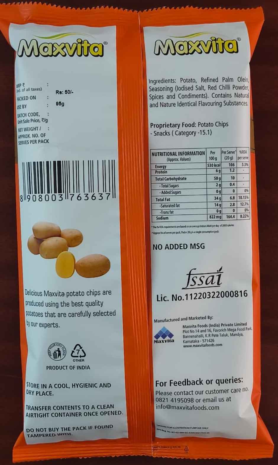 Maxvita Potato Chips Party Packs Chilli Sprinkled