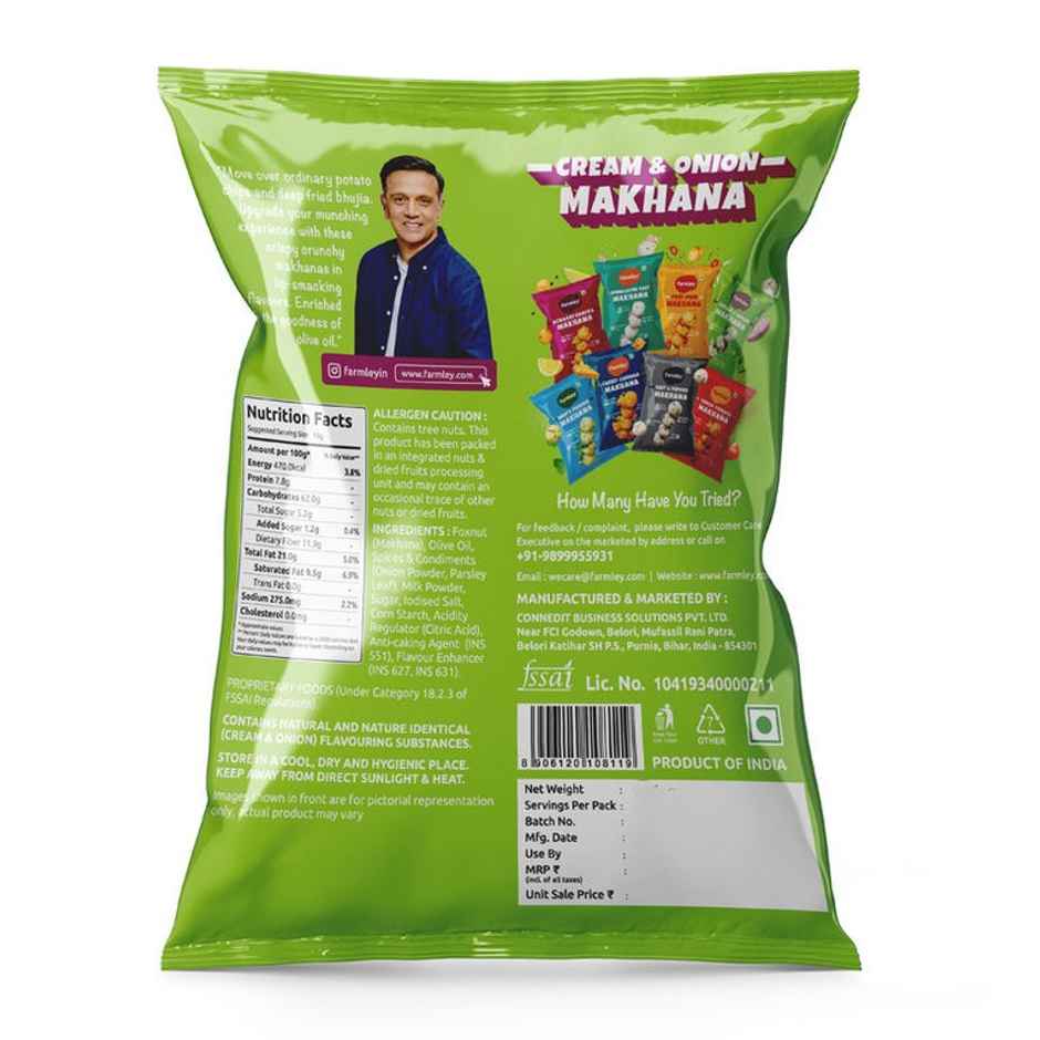 Farmley Cream & Onion  Makhana Roasted In Olive Oil Healthy Snacks