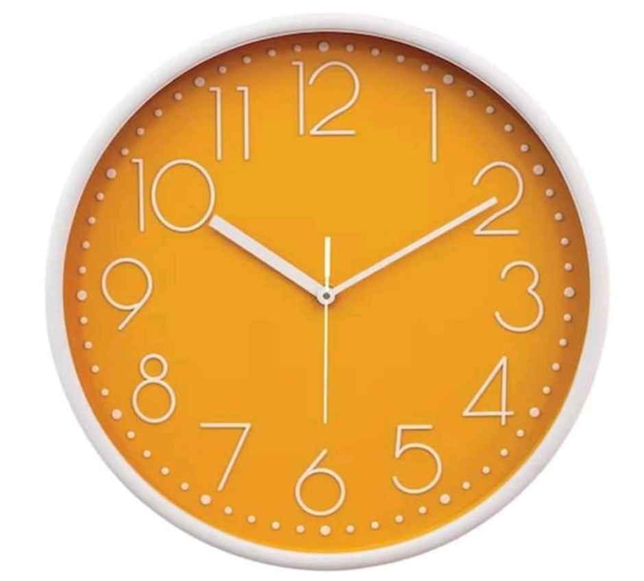 Homeharmony 12 Inch Modern Plastic Stylish Non Ticking Silent Analog Wall Clock - Orange