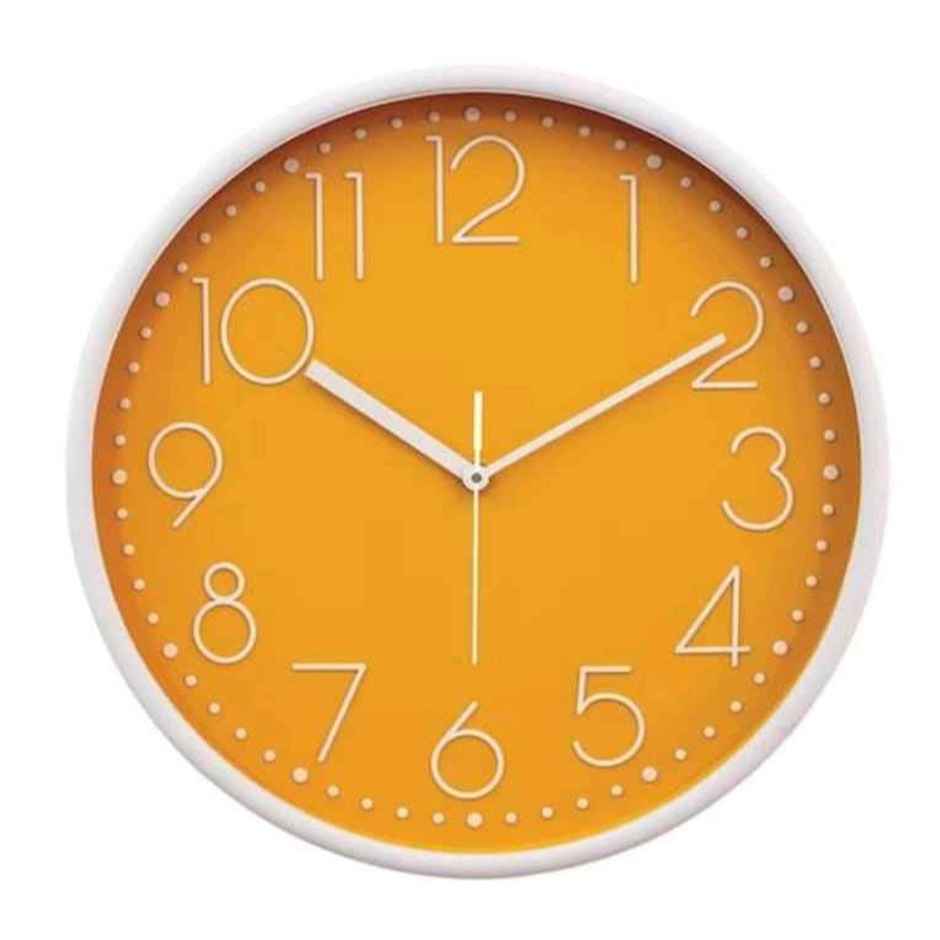 Homeharmony 12 Inch Modern Plastic Stylish Non Ticking Silent Analog Wall Clock - Orange