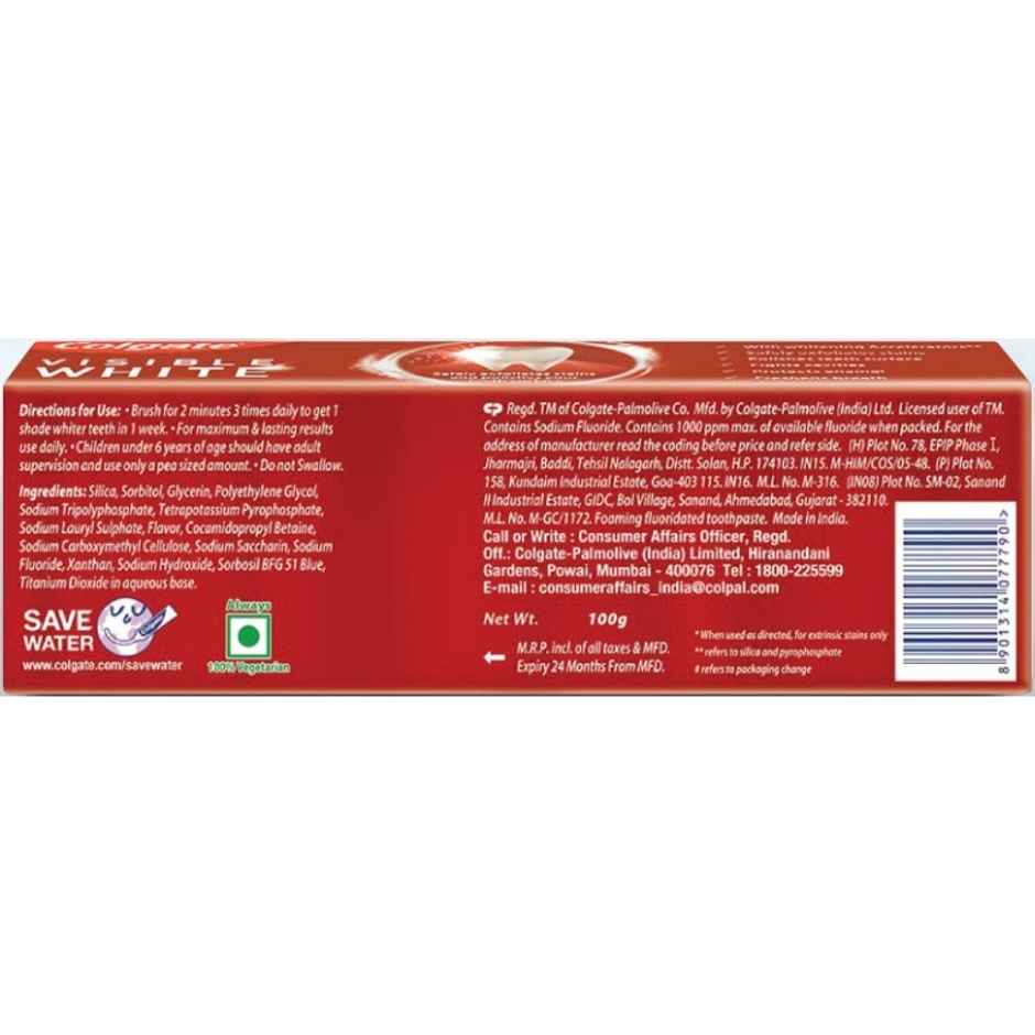 Colgate Visible White Toothpaste Teeth Whitening Starts in 1 week Safe on Enamel, Stain Removal