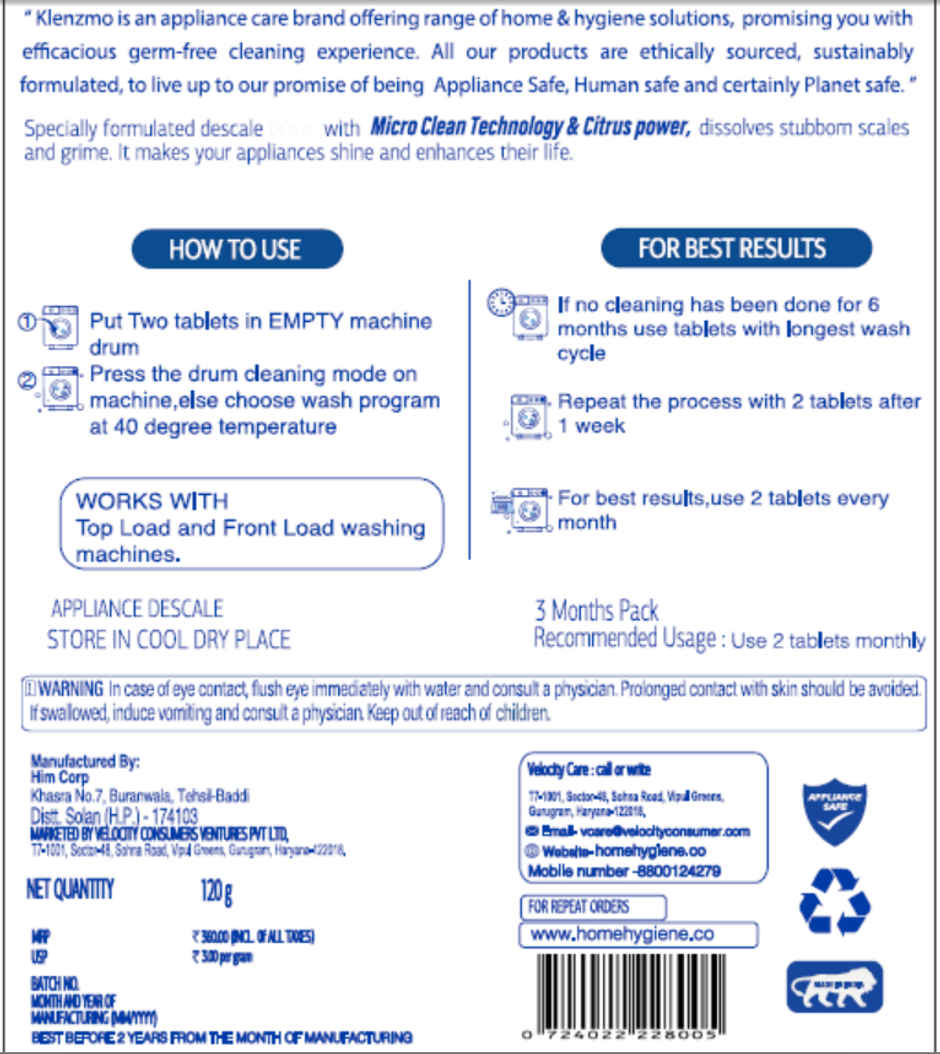 Klenzmo Washing Machine Cleaner Tablets