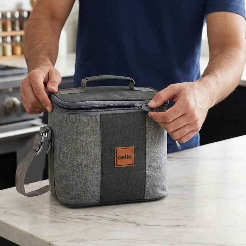 Cello Glassy Square Bottle Lunch Box | Borosilicate Glass | 3 x 320ml and 500 ml | Clear