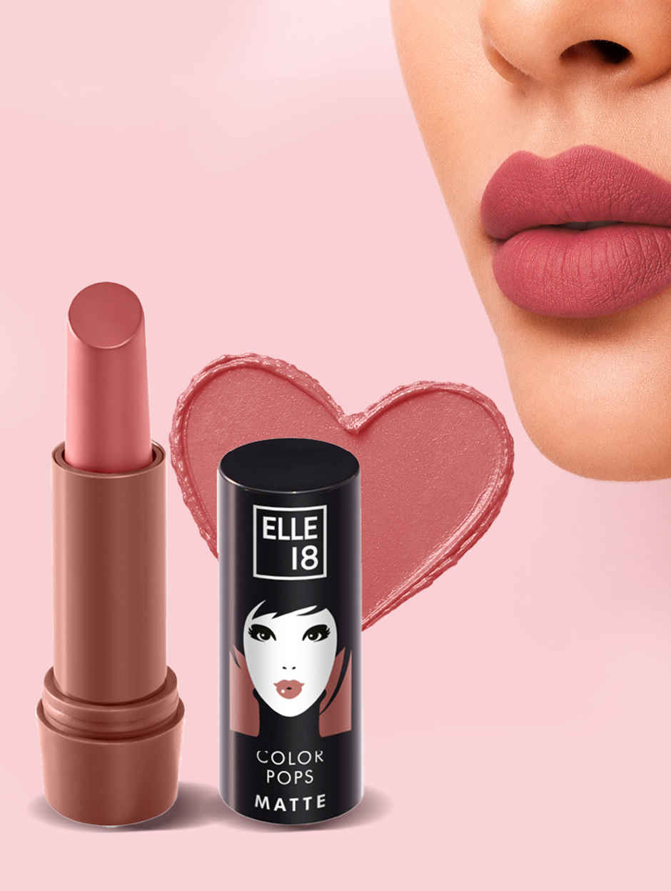 Elle 18 Color Pop Matte Lipstick | Quick Drying | Highly Pigmented | With Vitamin E | Rose Nude