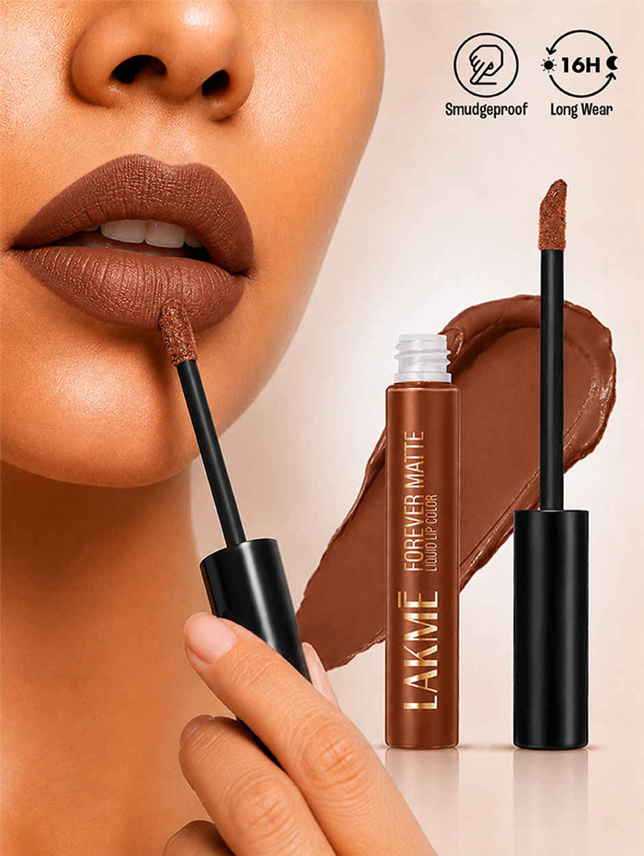 Lakme Forever Matte Liquid Lip, 16hr Lipstick, Lightweight & transferproof | Nude Twist
