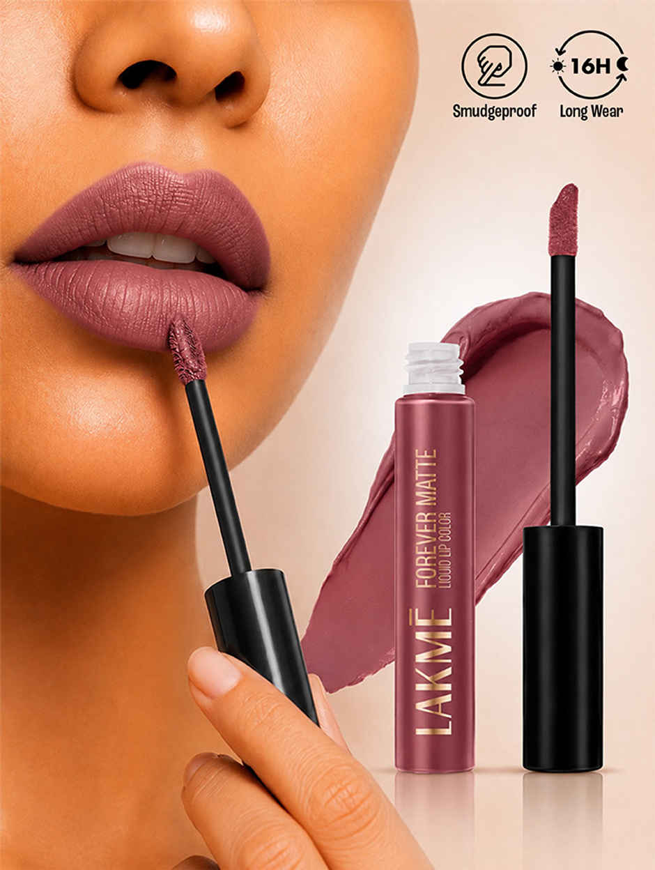 Lakme Forever Matte Liquid Lip | 16 Hr Lipstick | Lightweight & transferproof | Nude Pink