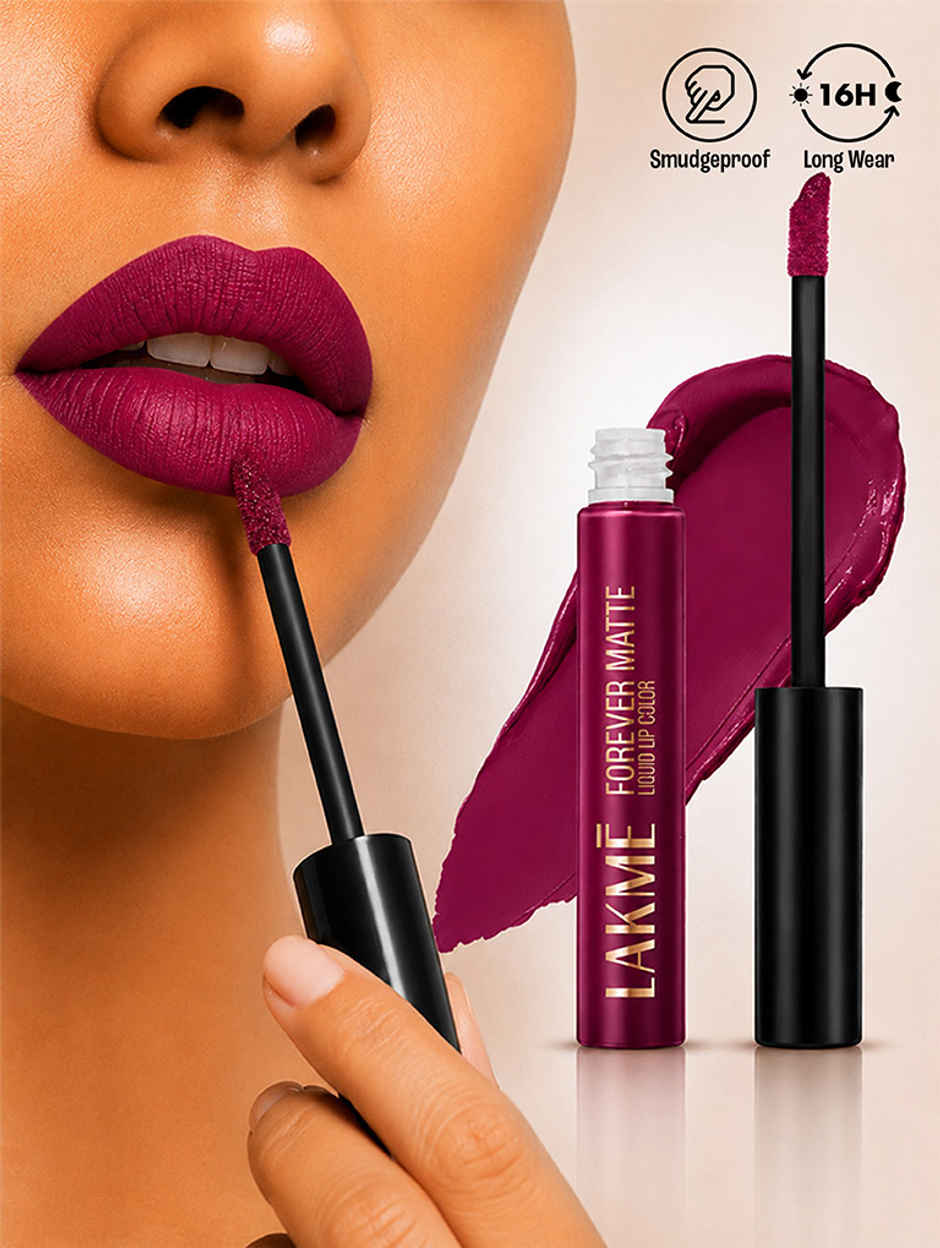 Lakme Forever Matte Liquid Lip | 16 Hr Lipstick | Lightweight & transferproof | Red Wine