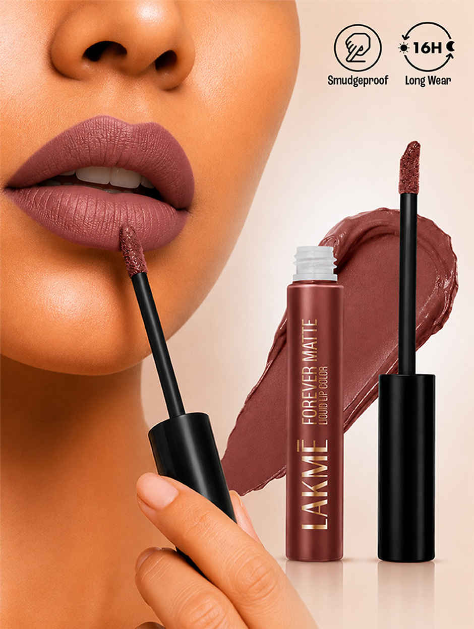 Lakme Forever Matte Liquid Lip, 16hr Lipstick, Lightweight & transferproof | Nude Dream