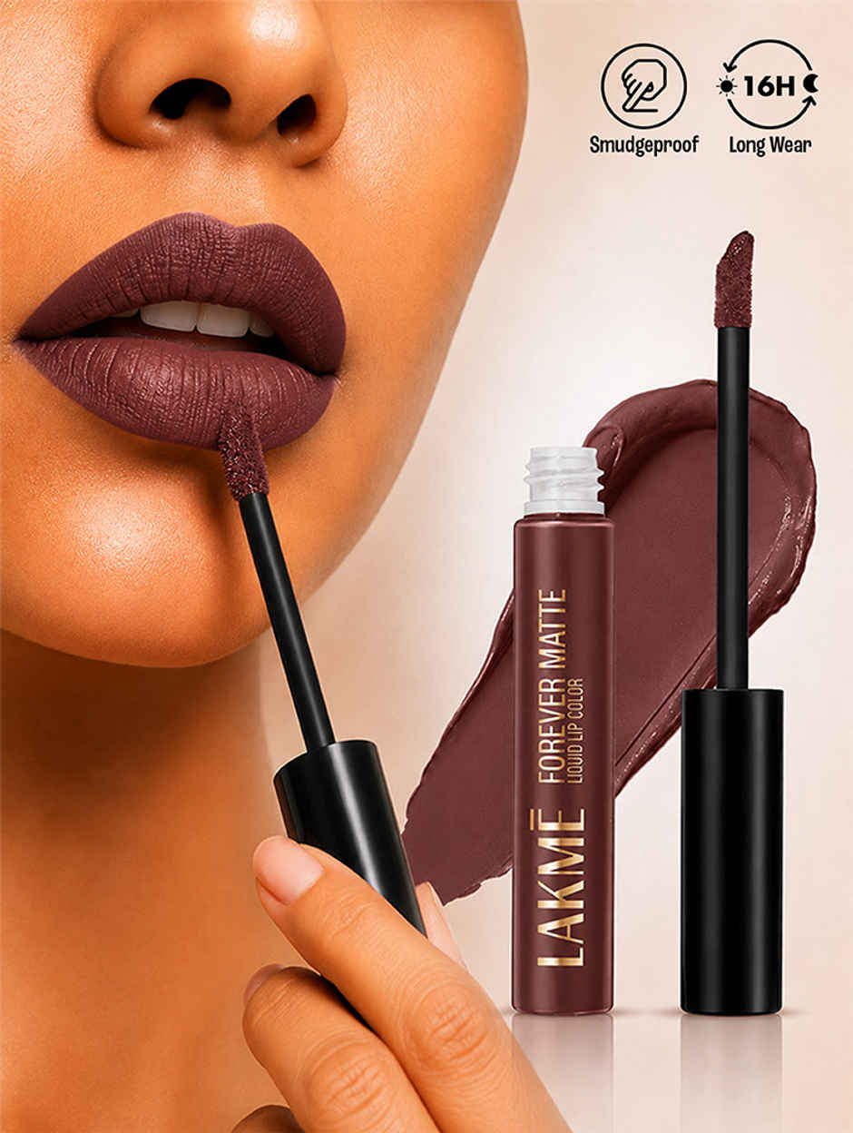Lakme Forever Matte Liquid Lip | 16 Hr Lipstick | Lightweight & transferproof | Brown Espresso