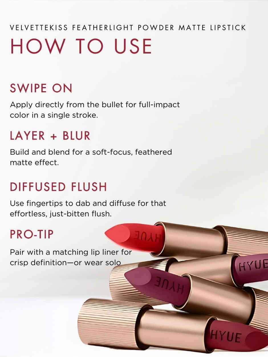 HYUE VelvetteKiss Featherlight Powder Matte Lipstick | 06 Coco Couture