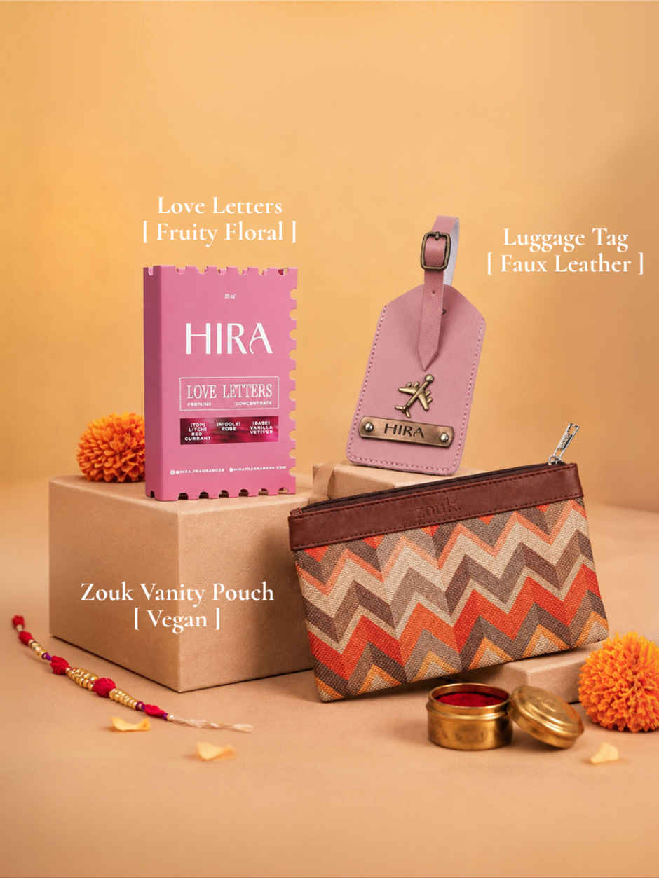 HIRA x Zouk Rakhi Gift Hamper For Her - Travel Essentials