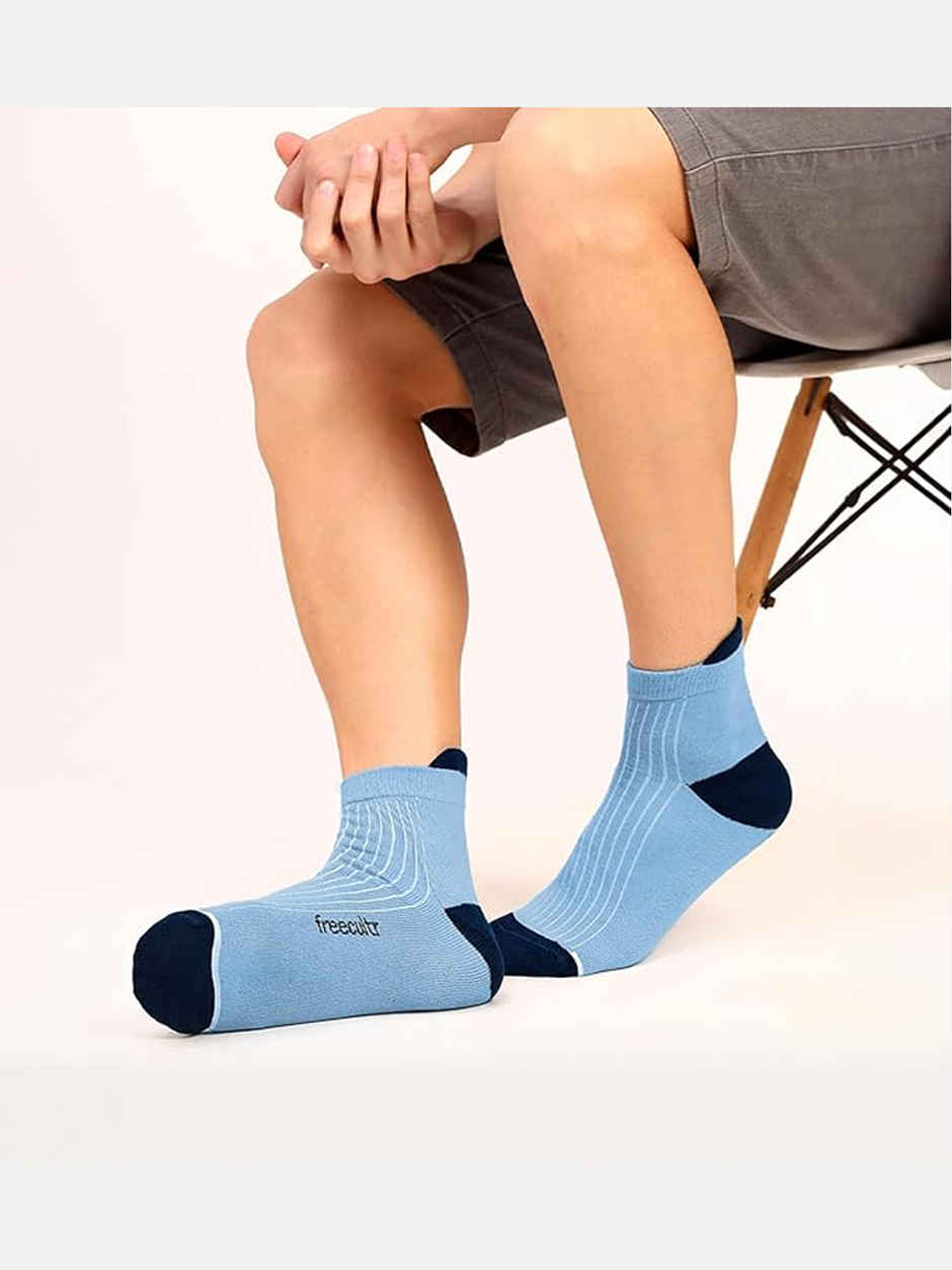 Freecultr Unisex Striped Bamboo Ankle Socks | Assorted - Free Size
