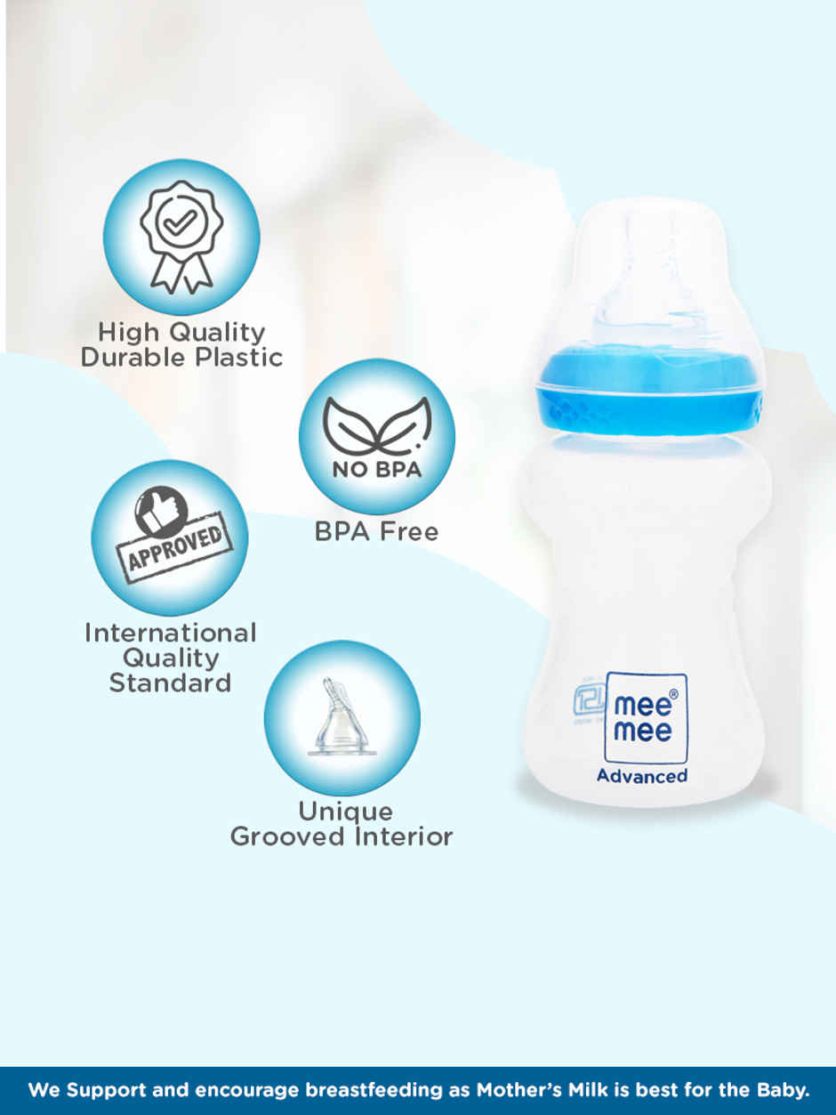 Mee Mee Advanced Milk-Safe Baby Feeding Bottle White