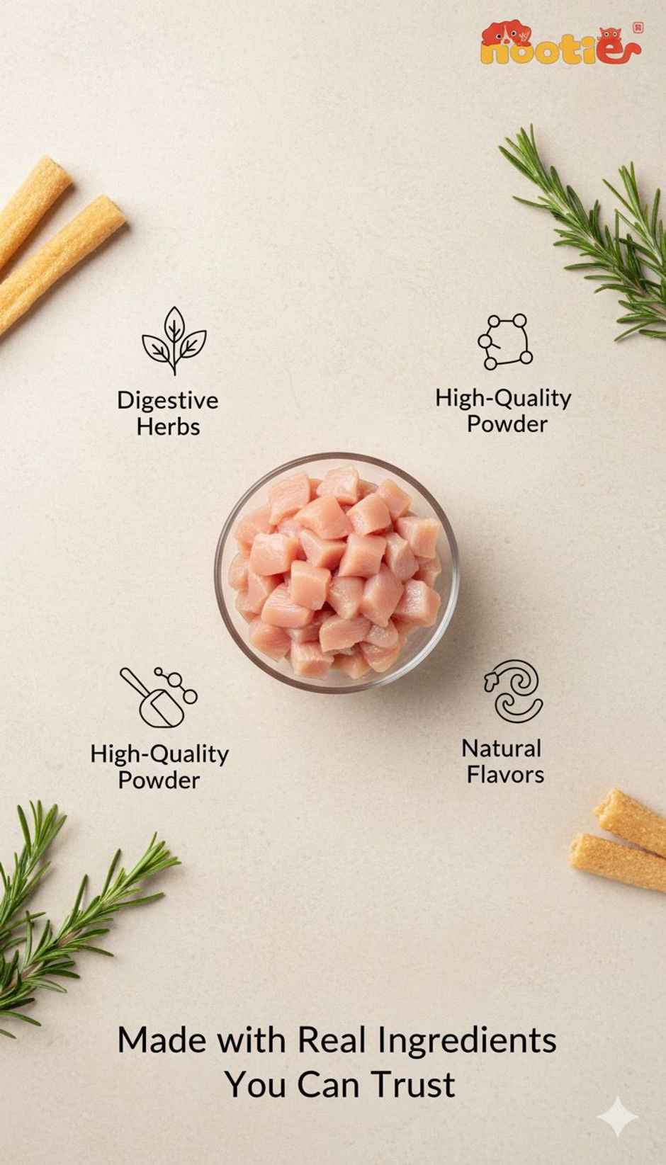 Nootie Mutton Chew Stick Dog Treat | Protein-Rich Natural Dog Chews