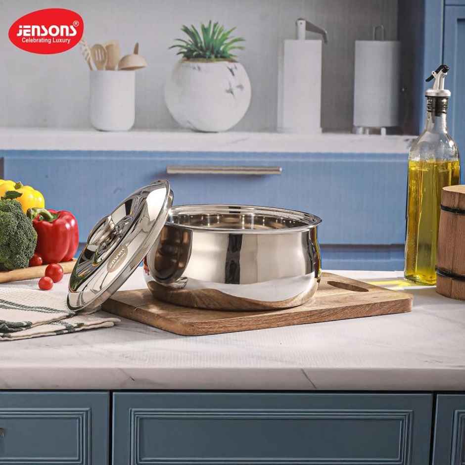 Jensons Stainless Steel Trendy Belly Casserole 1500 ml