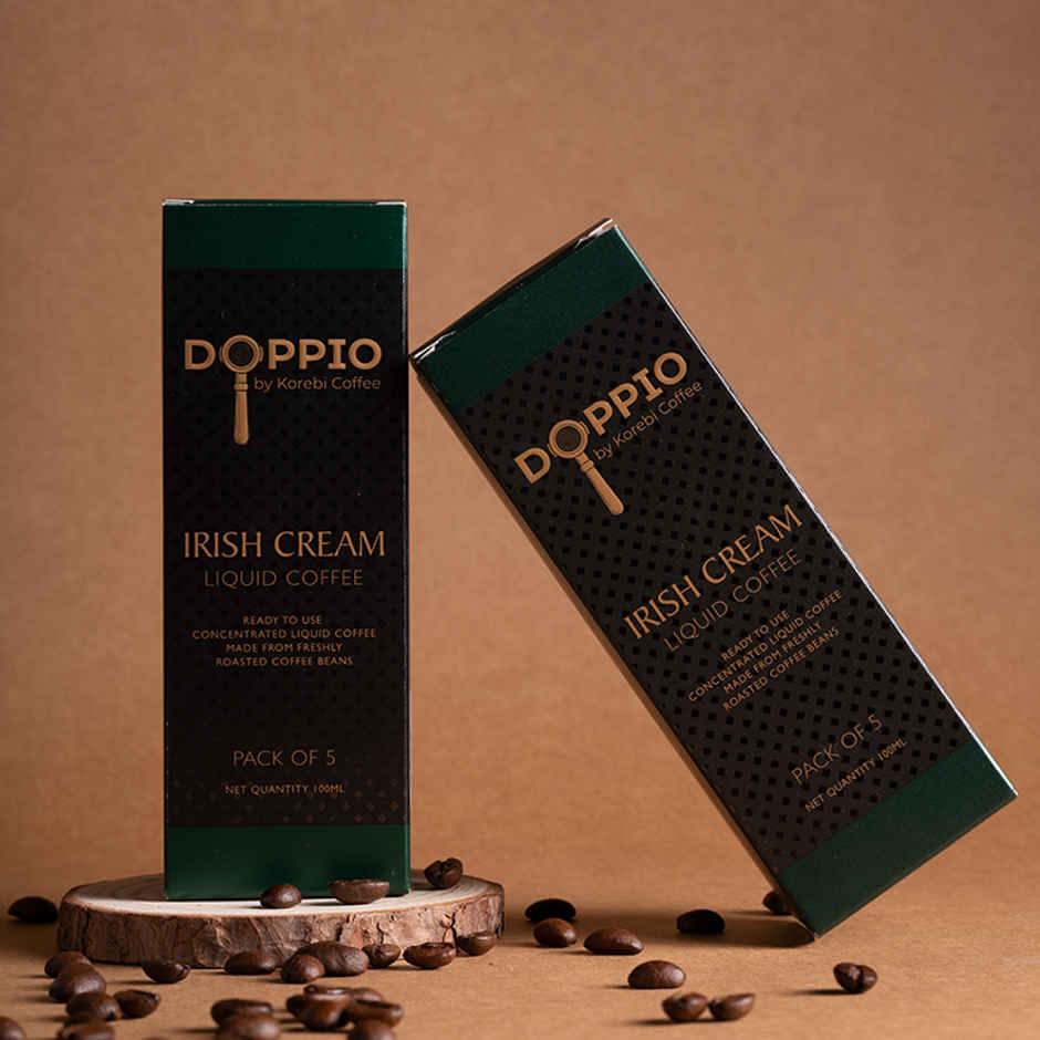 Doppio By Korebi Coffee Irish Cream - Artisan Instant Liquid Coffee Concentrate|5-Pack| 20 ml Each