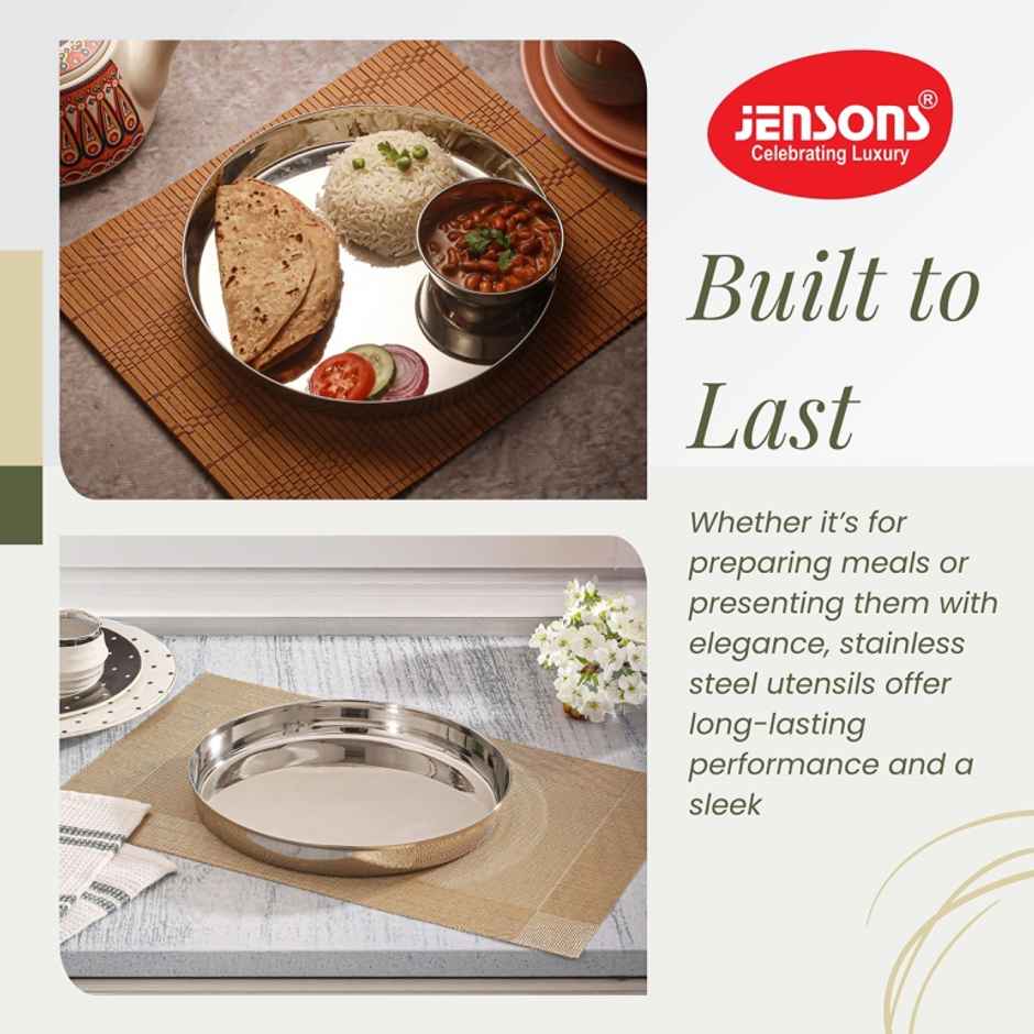 Jensons Stainless Steel Khumcha/Plate 25cm, 22 Gauge