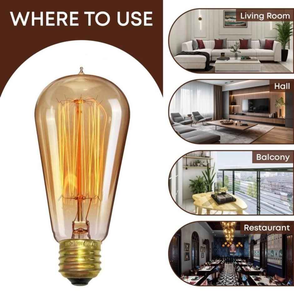 Desidiya Edison Tungsten Filament Decorative St64 5 W Bulb (E27)