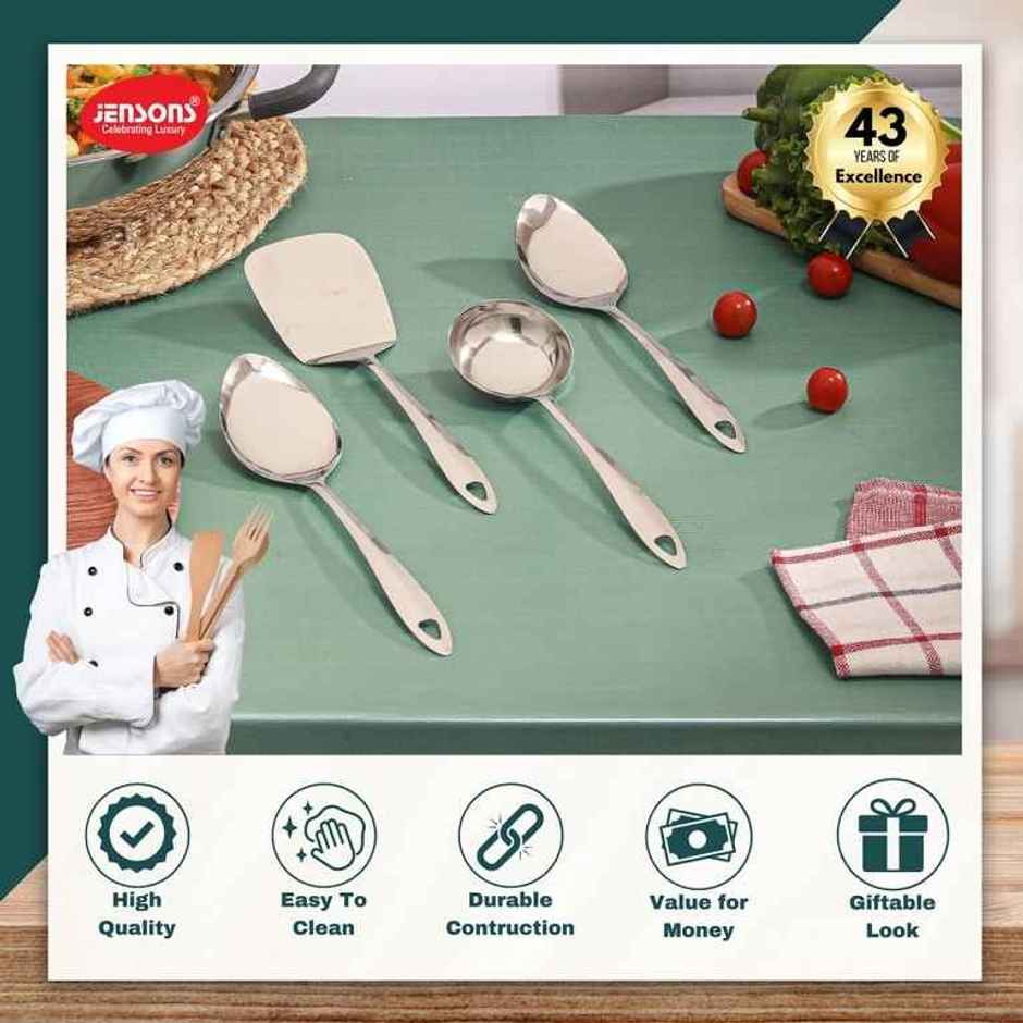 Jensons Stainless Steel Serving Tool Set 4 Pieces | Kitchen Utensils