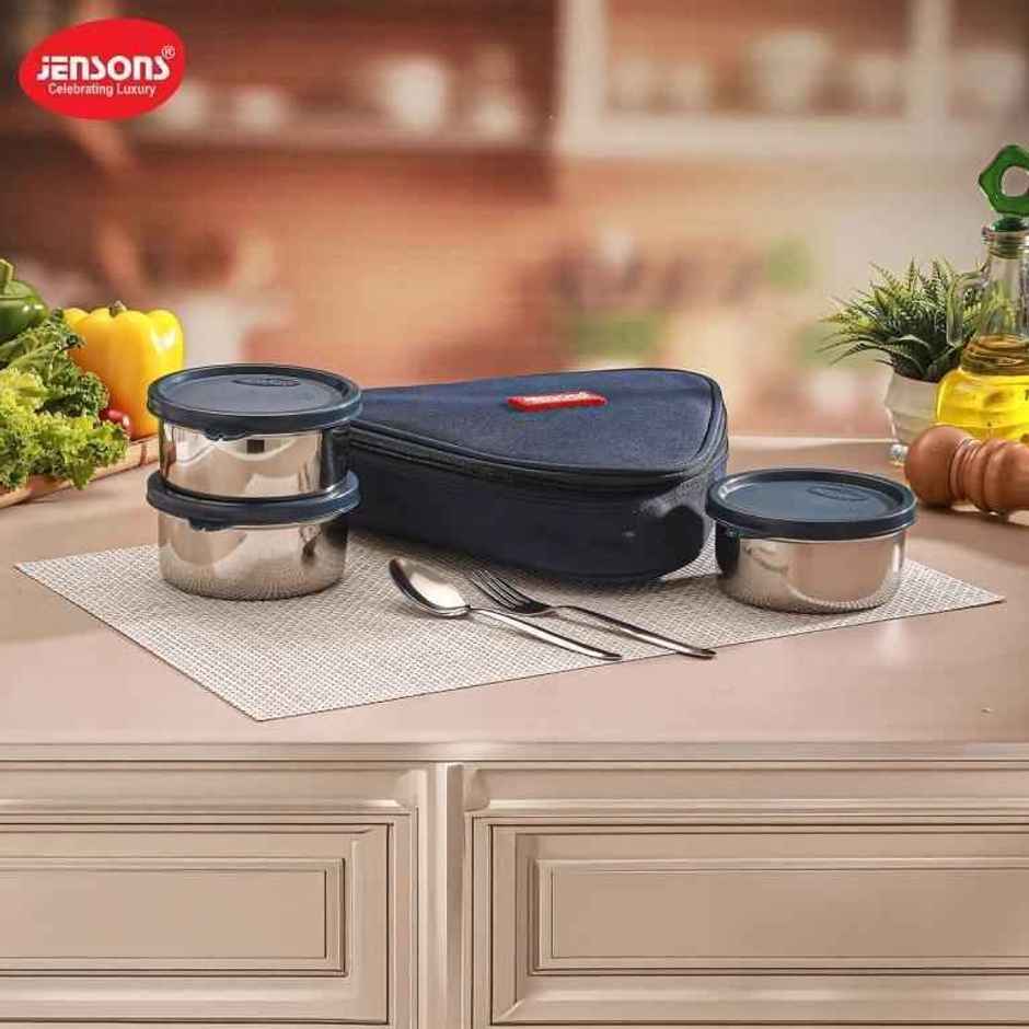 Jensons Stainless Steel Easy Trio Meal Lunch Box Dabbi 350ml x 3
