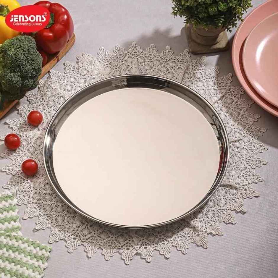 Jensons Stainless Steel Big Dinner Plate Dia 27cm | Heavy Duty Thali