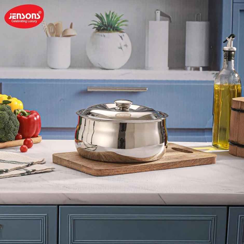 Jensons Stainless Steel Trendy Belly Casserole 2100 ml