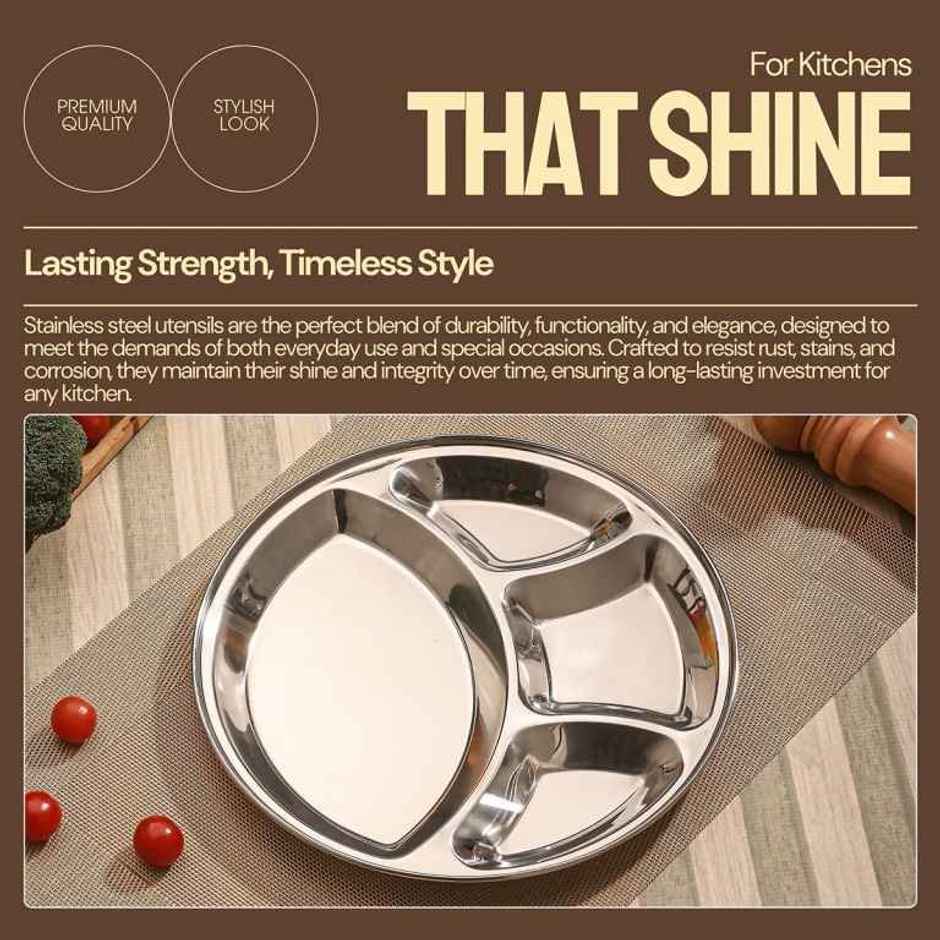 Jensons Stainless Steel Partition Plate Round Combo