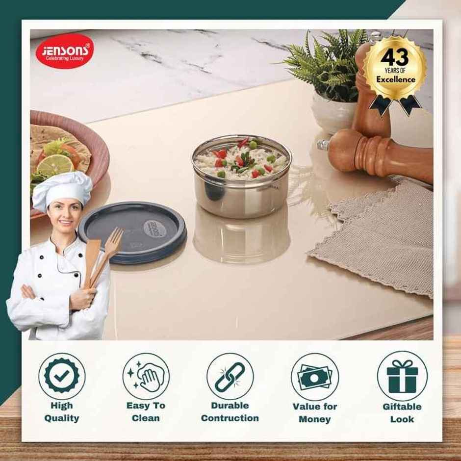 Jensons Stainless Steel Storage Easy Container 350 ml | Airtight & Leak Proof | Lunch Box Use