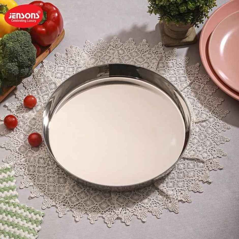 Jensons Stainless Steel Dinner Plate 25 cm | Heavy Gauge Serving Plate