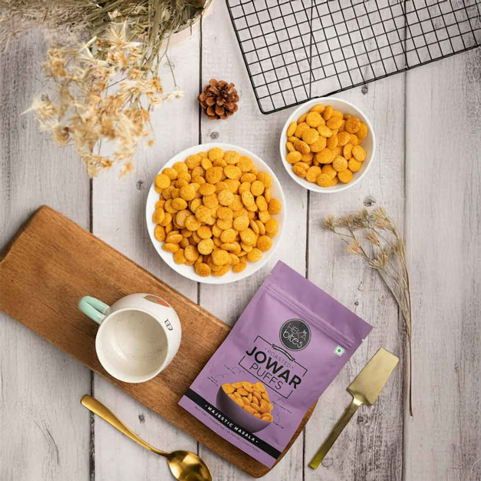 Heka Bites Roasted Jowar Puffs Majestic Masala | Low Calorie & Healthy Snacks