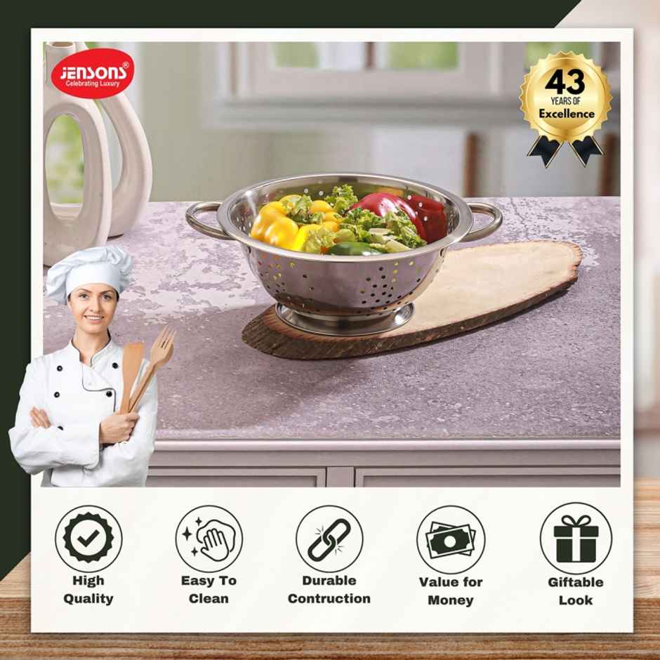 Jensons Stainless Steel Deep Colander 24 cm