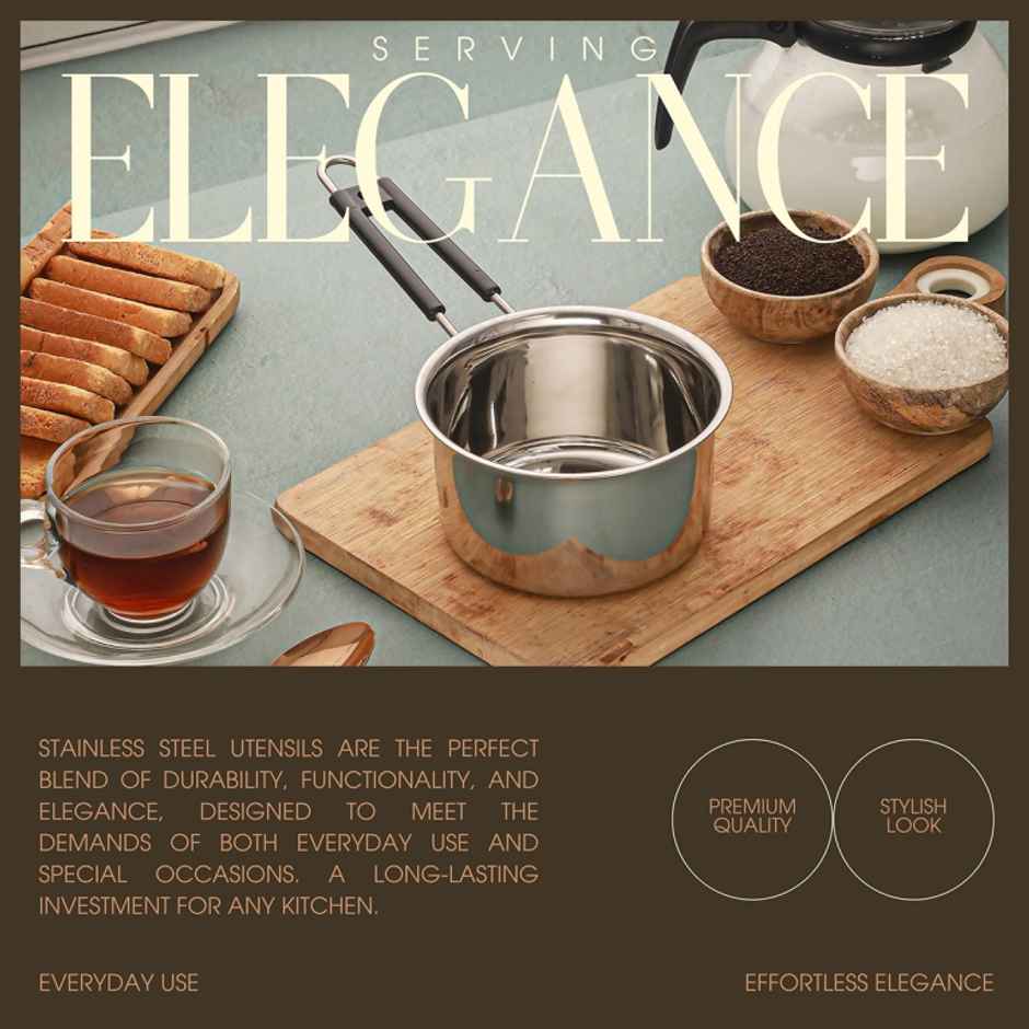 Jensons Stainless Steel Saucepan 14 cm | Milk & Tea Pan | Induction Friendly | Cap-750ml