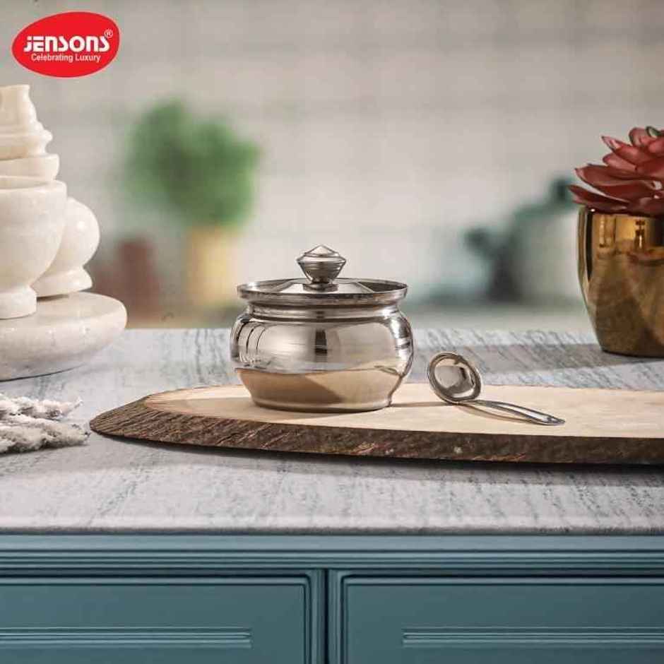 Jensons Stainless Steel Ghee Pot with Lid | Kitchen Storage Container |Ideal For Pooja |Cap 200ml