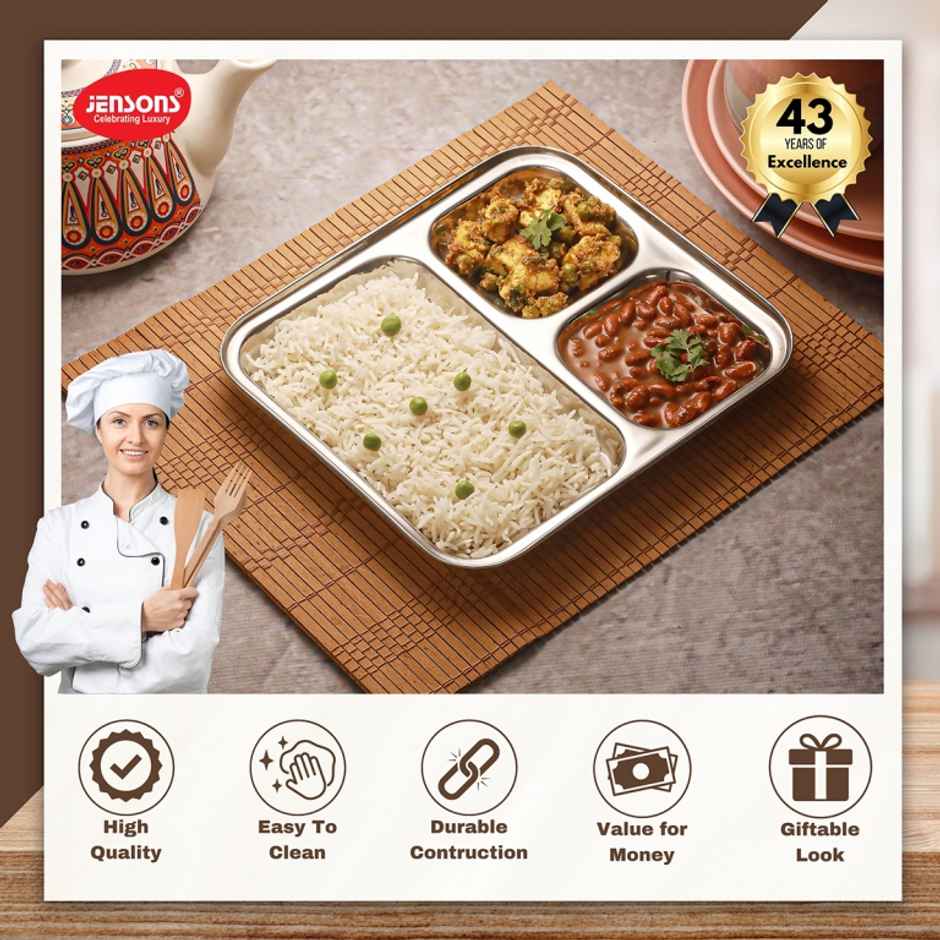 Jensons Stainless Steel Pao Bhaji Plate