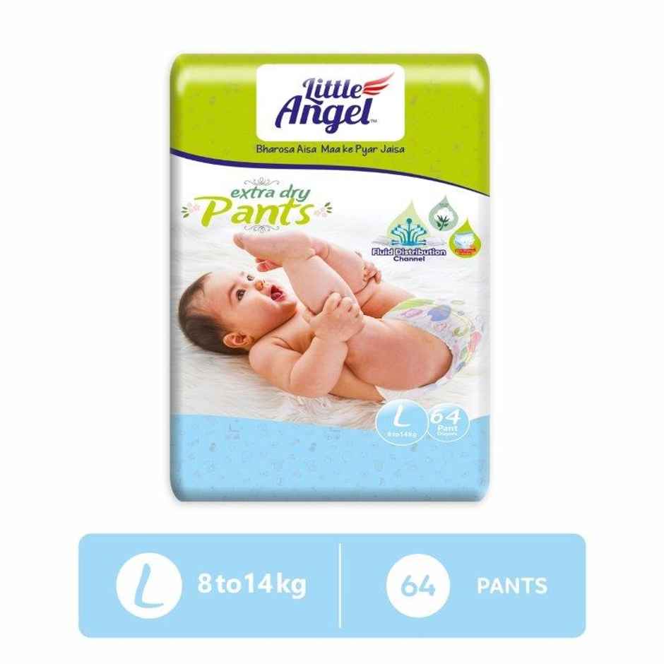 Little Angel Extra Dry Baby Pants Diaper | Large | 64 Count