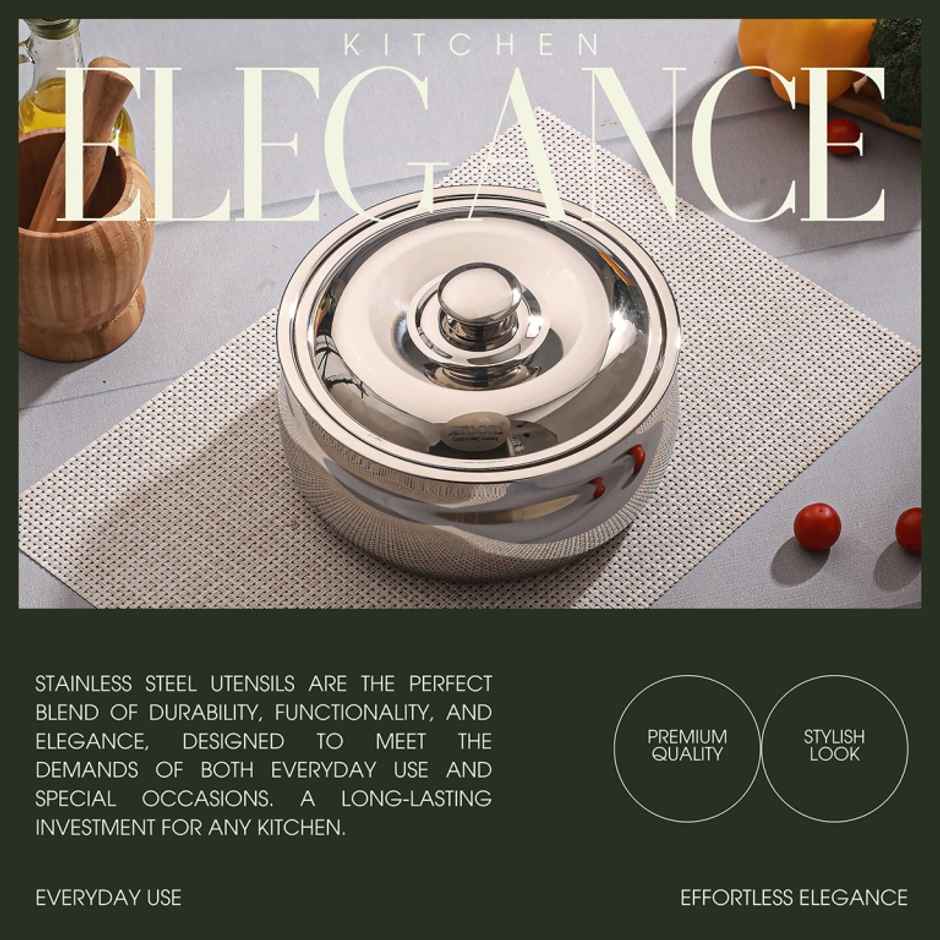 Jensons Stainless Steel Trendy Belly Casserole 2100 ml