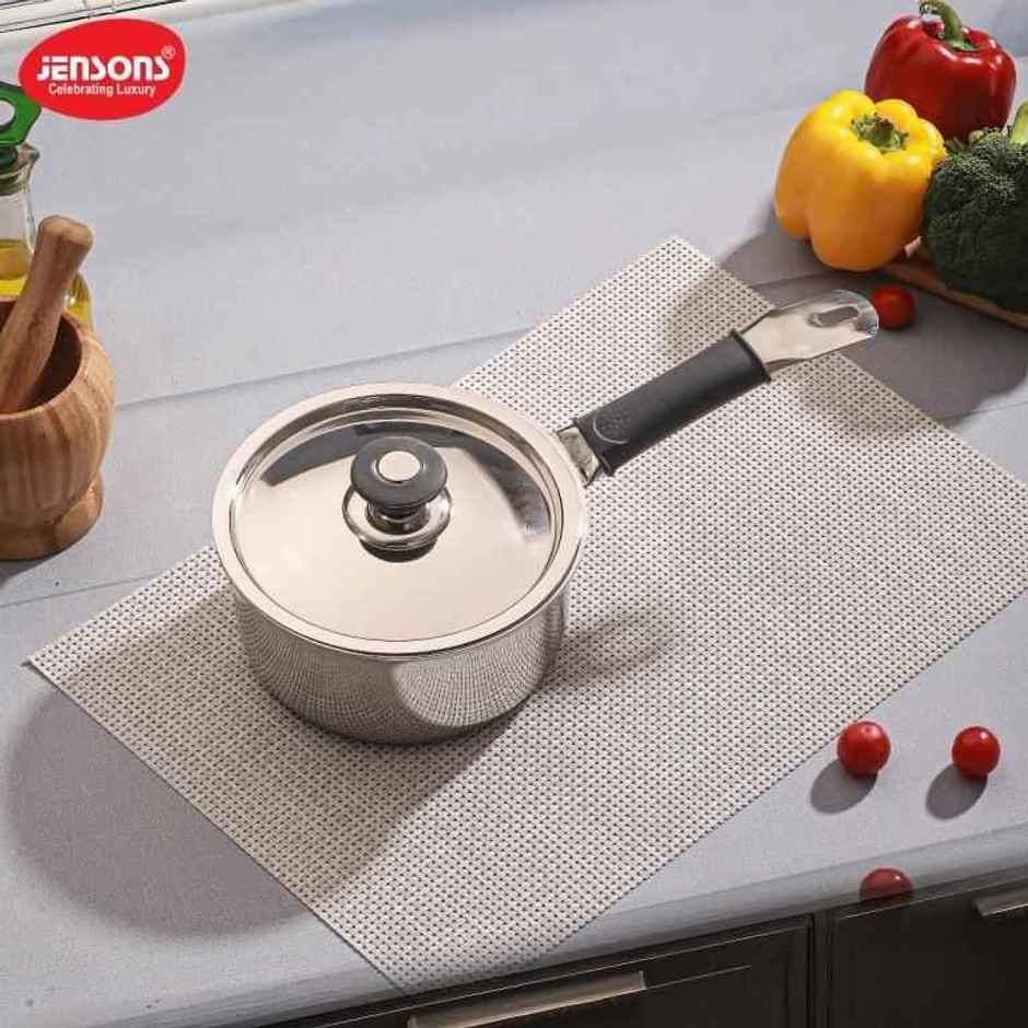 Jensons Stainless Steel Triply Saucepan With Lid 16 cm Induction Compatible