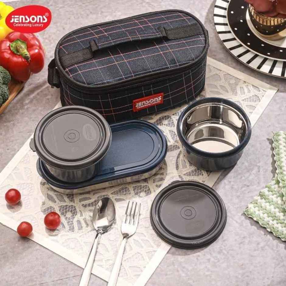 Jensons Stainless Steel Microwave Safe Wonder Lunch Box | Leak Proof Tiffin Box