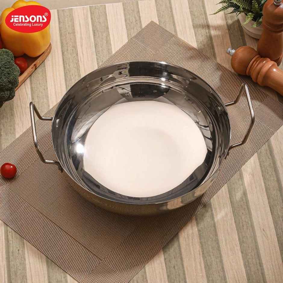Jensons Stainless Steel Heavy Duty Kadai 19 cm 1 Litre | Induction Base | Cap 1.2L