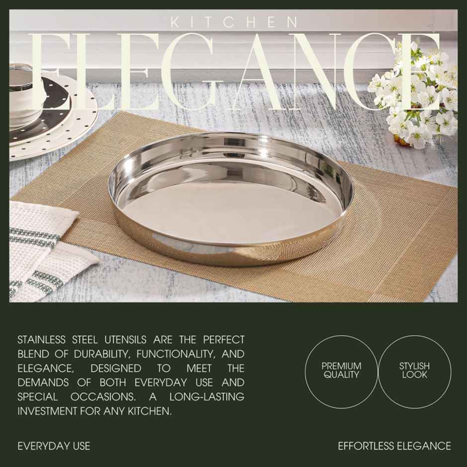 Jensons Stainless Steel Khomcha Plate | 12 Inch