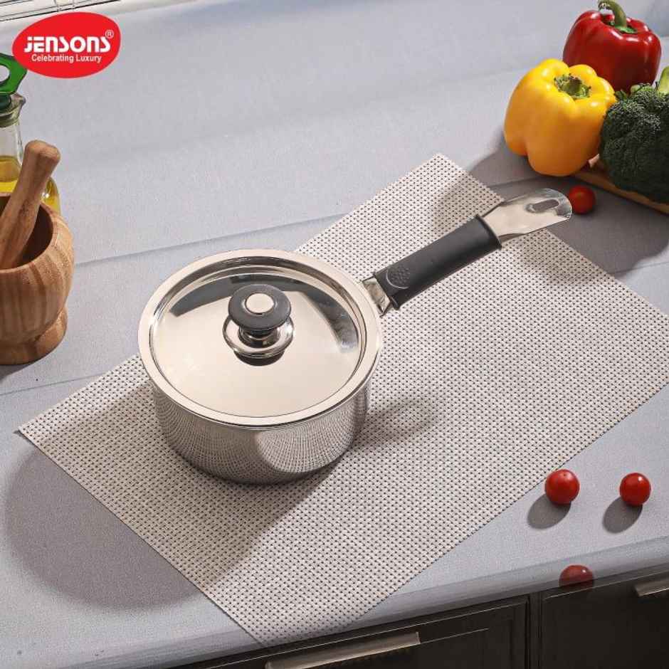 Jensons Stainless Steel Triply Saucepan With Lid 16 cm Induction Compatible