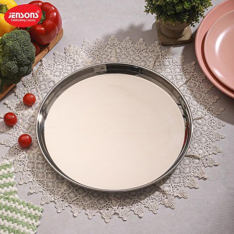 Jensons Stainless Steel Thali, 20 cm, Elegant Round Plate Durable Food Grade Material