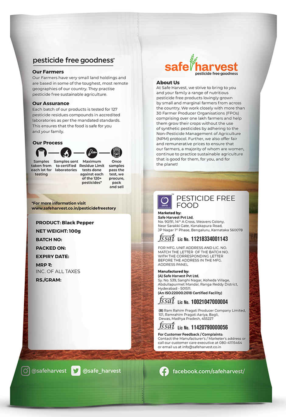 Safe Harvest Pesticide-Free Black Pepper